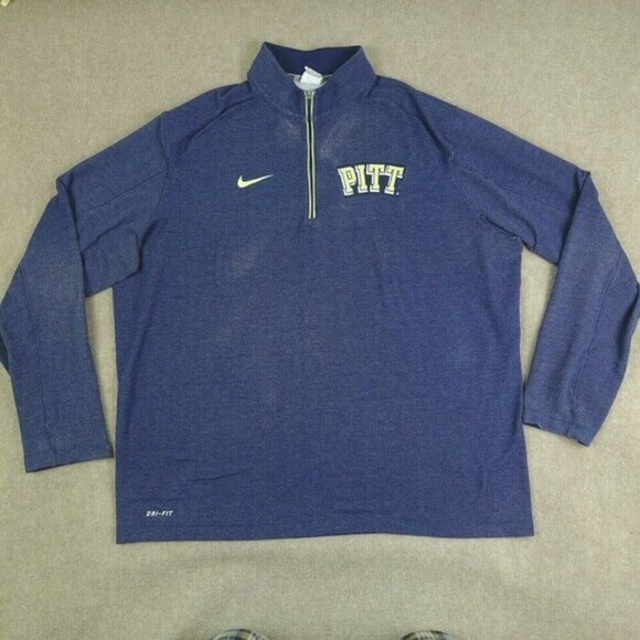 Nike‎ Men's 2XL Blue Pittsburgh Logo Quarter Zip Long-Sleeve Pullover  Jacket - Picture 1 of 6